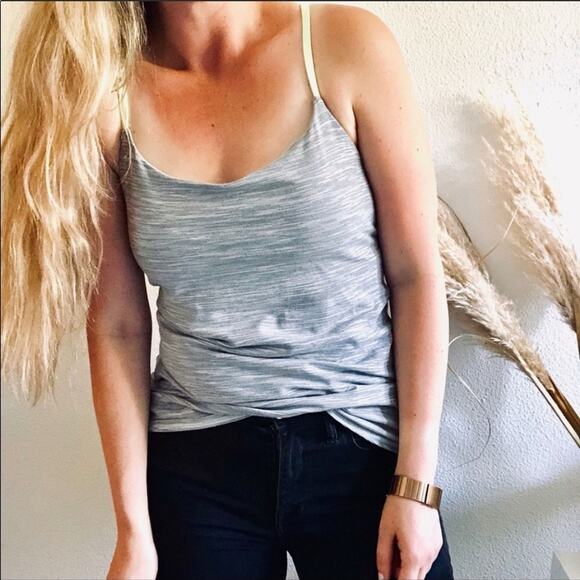 LULULEMON Cross Strappy Open Back Grey Green Neon Sports Bra Tank Top Shirt 10 - Picture 2 of 8